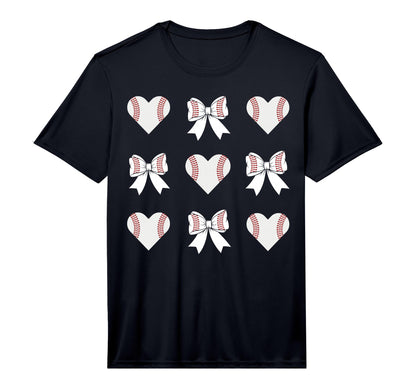 Mens Baseball Mom Heart Coquette Bow T-Shirt - Aesthetic Graphic Men Women - T-Shirt, Sweatshirt, Hoodie