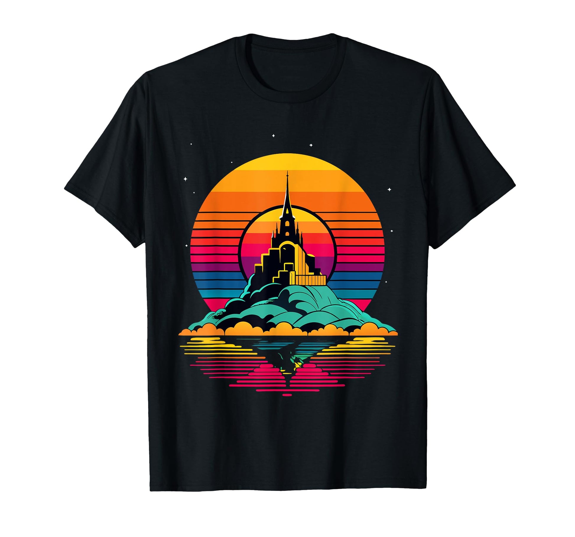 Mont Saint Michel Vaporwave T-Shirt - Aesthetic Graphic for Adults - T-Shirt, Sweatshirt, Hoodie