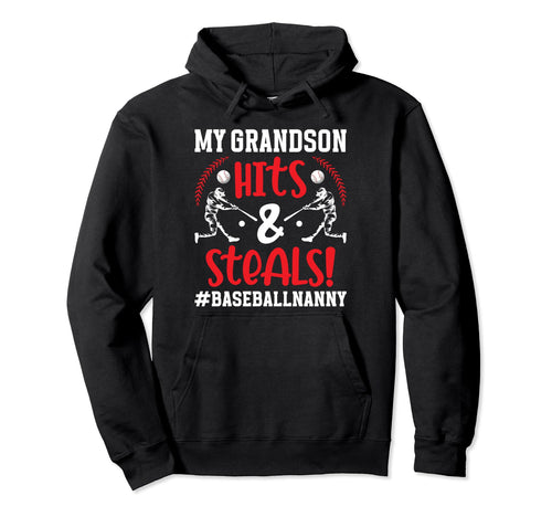 My Grandson Baseball Nanny Baseball Player Hoodie - Unique Graphic Unisex - T-Shirt, Sweatshirt, Hoodie