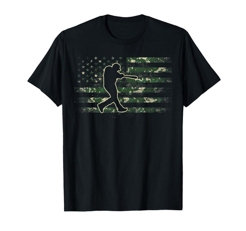 Baseball Player American Flag Usa Camo T-Shirt - Novelty Apparel Men Women - T-Shirt, Sweatshirt, Hoodie
