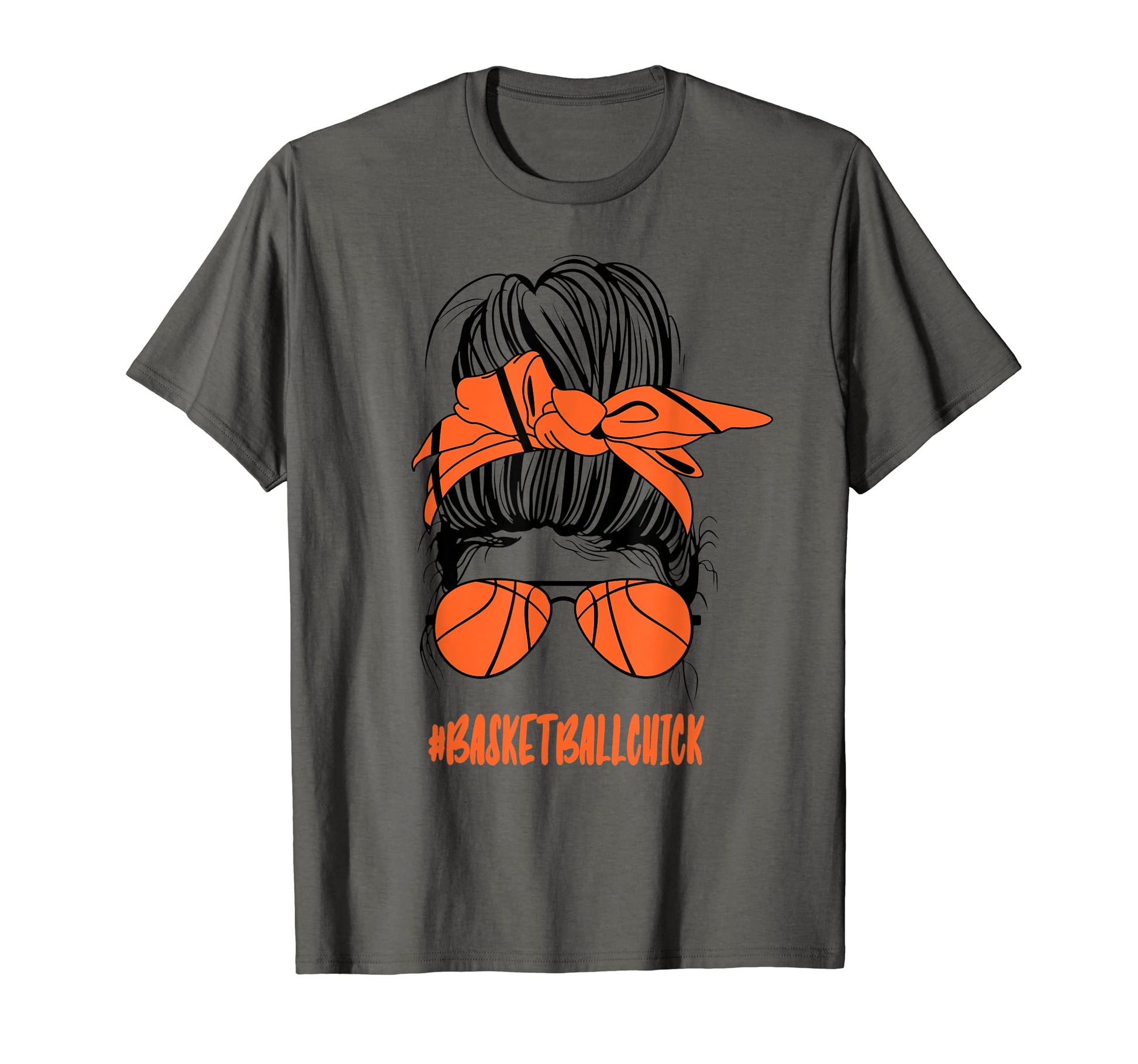 Messy Bun Basketball Chick Glasses T-Shirt - Unique Graphic for Adults - T-Shirt, Sweatshirt, Hoodie