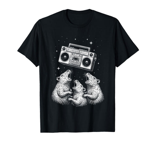 Singing Rats Boombox Space Vibe 80S T-Shirt - Aesthetic Graphic Men Women - T-Shirt, Sweatshirt, Hoodie