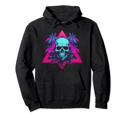 Skull Vaporwave Retrowave Aesthetic Hoodie - Aesthetic Graphic for Adults - T-Shirt, Sweatshirt, Hoodie