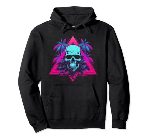 Skull Vaporwave Retrowave Aesthetic Hoodie - Aesthetic Graphic for Adults - T-Shirt, Sweatshirt, Hoodie