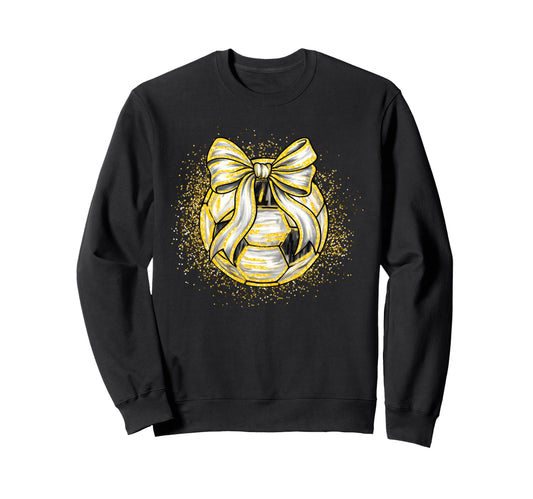 Soccer Game Day Gold Coquette Sweatshirt - Aesthetic Graphic for Adults - T-Shirt, Sweatshirt, Hoodie