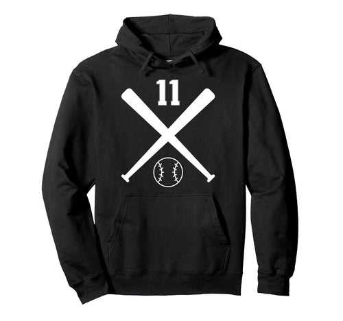 Baseball Softball Number 11 Hoodie - Trendy Graphic Men Women - T-Shirt, Sweatshirt, Hoodie