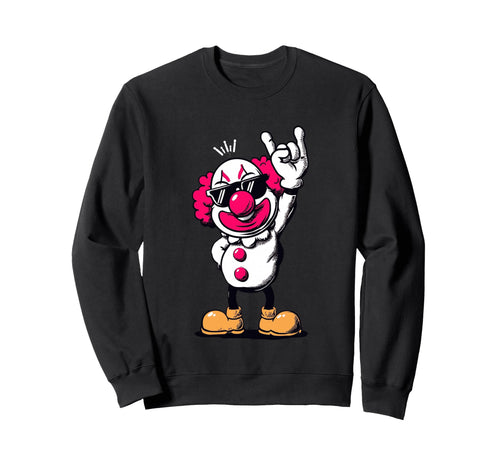 Clown Rock Hand Sign Sunglasses Sweatshirt - Trendy Graphic for Adults - T-Shirt, Sweatshirt, Hoodie