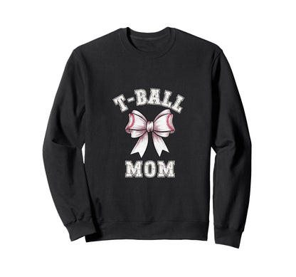 Coquette T Ball Ball Mom Bow Game Day Sweatshirt - Graphic Print for Adults - T-Shirt, Sweatshirt, Hoodie