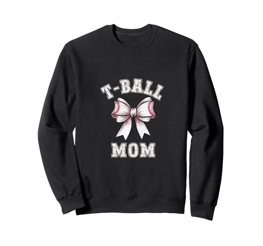 Coquette T Ball Ball Mom Bow Game Day Sweatshirt - Graphic Print for Adults - T-Shirt, Sweatshirt, Hoodie