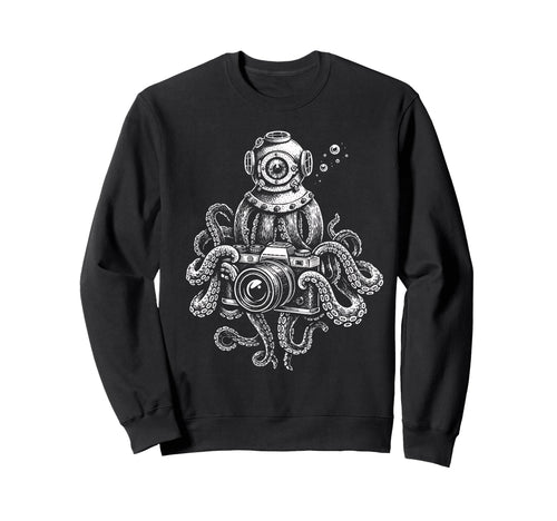Octopus Camera Photographer Art Sweatshirt - Streetwear Style Men Women - T-Shirt, Sweatshirt, Hoodie