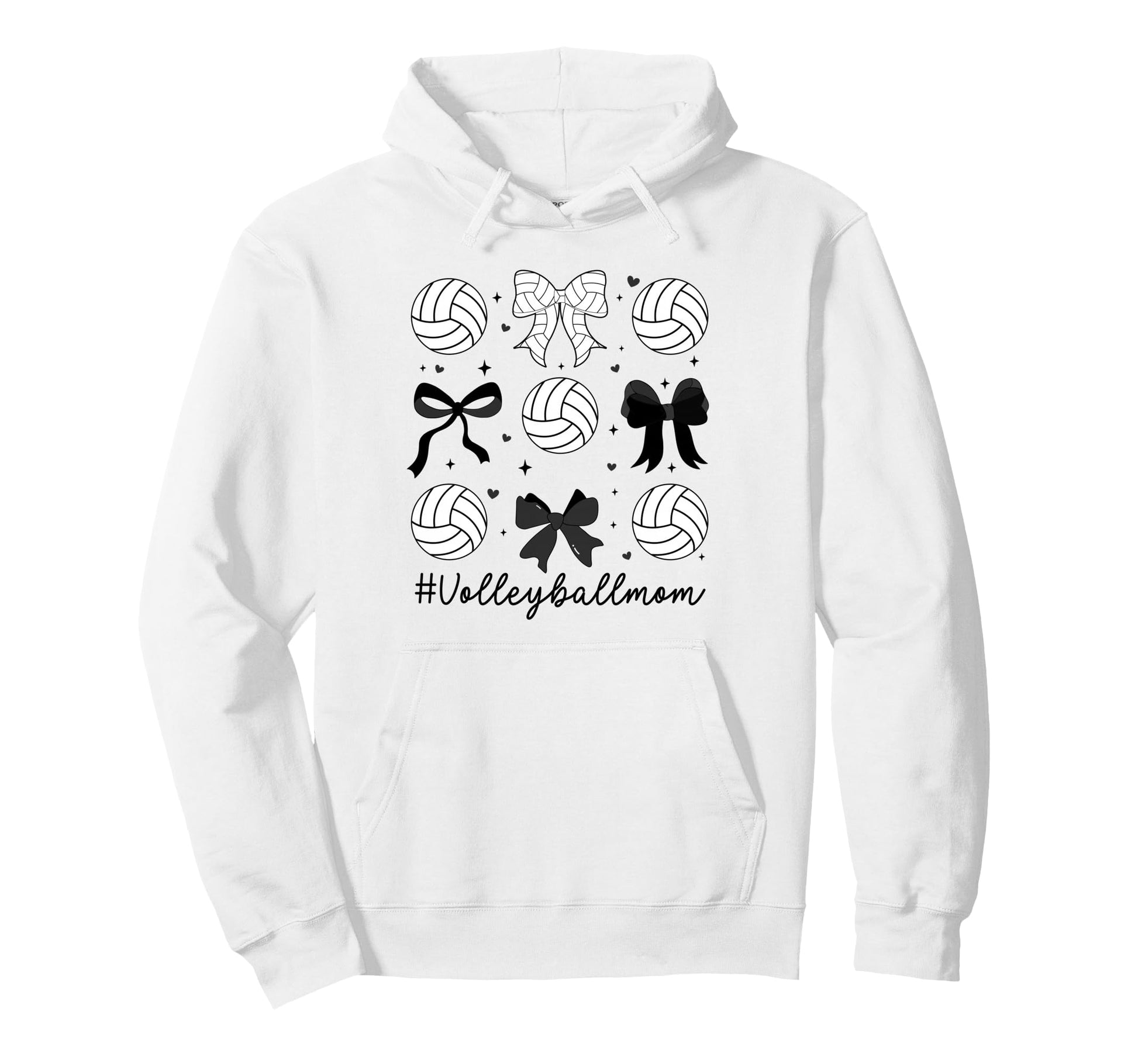 Volleyball Mom Life Game Day Coquette Bow Hoodie - Minimalist Print Unisex - T-Shirt, Sweatshirt, Hoodie