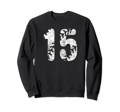 Baseball Softball Mom 15 Number 15 Sweatshirt - Novelty Apparel for Adults - T-Shirt, Sweatshirt, Hoodie