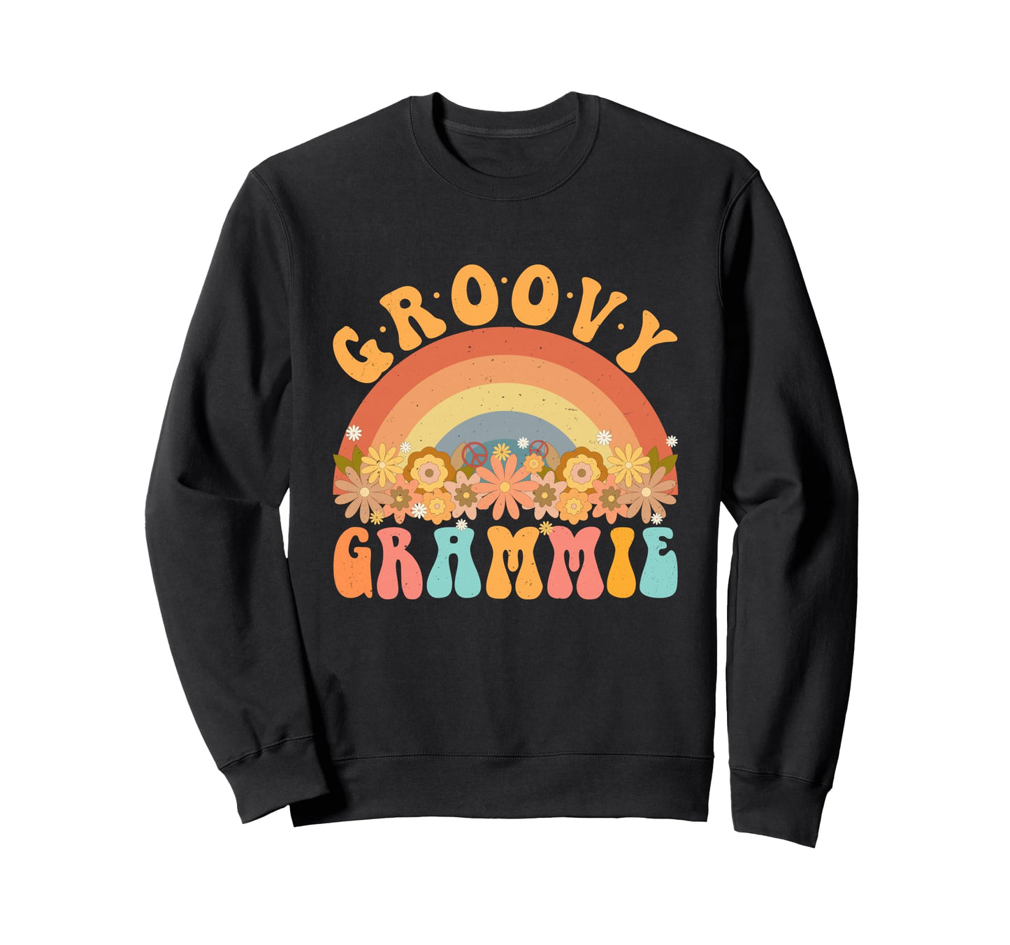 Groovy Grammie Rainbow Daisy Flower Sweatshirt - Minimalist Print Unisex - T-Shirt, Sweatshirt, Hoodie