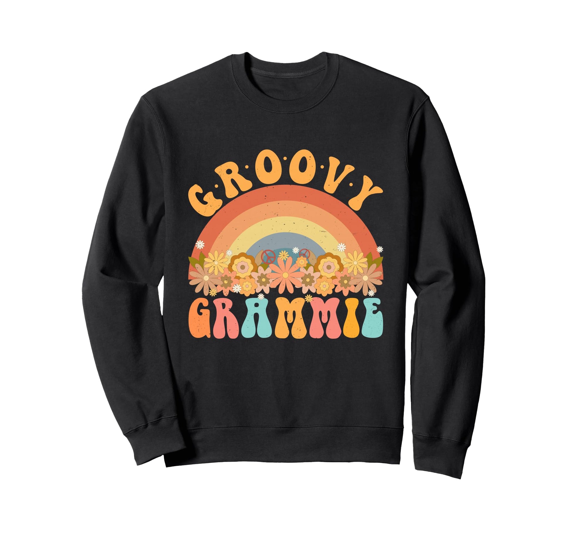 Groovy Grammie Rainbow Daisy Flower Sweatshirt - Minimalist Print Unisex - T-Shirt, Sweatshirt, Hoodie