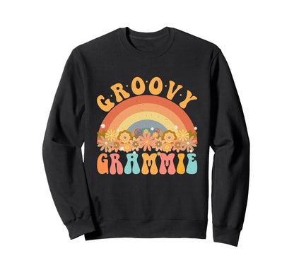 Groovy Grammie Rainbow Daisy Flower Sweatshirt - Minimalist Print Unisex - T-Shirt, Sweatshirt, Hoodie