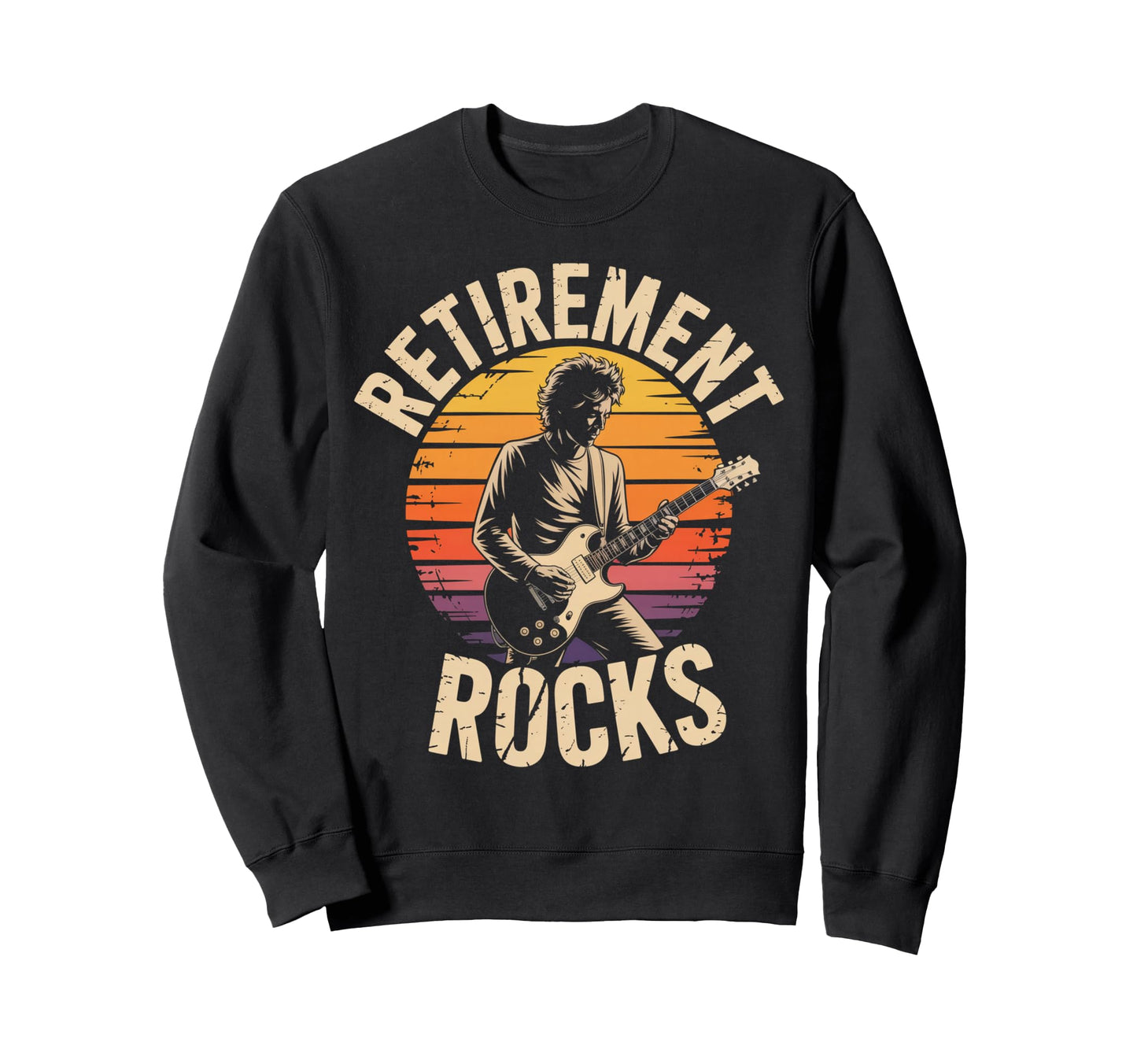 Retirement Rocks Acoustic Guitar Old Sweatshirt - Custom Art Print Unisex - T-Shirt, Sweatshirt, Hoodie