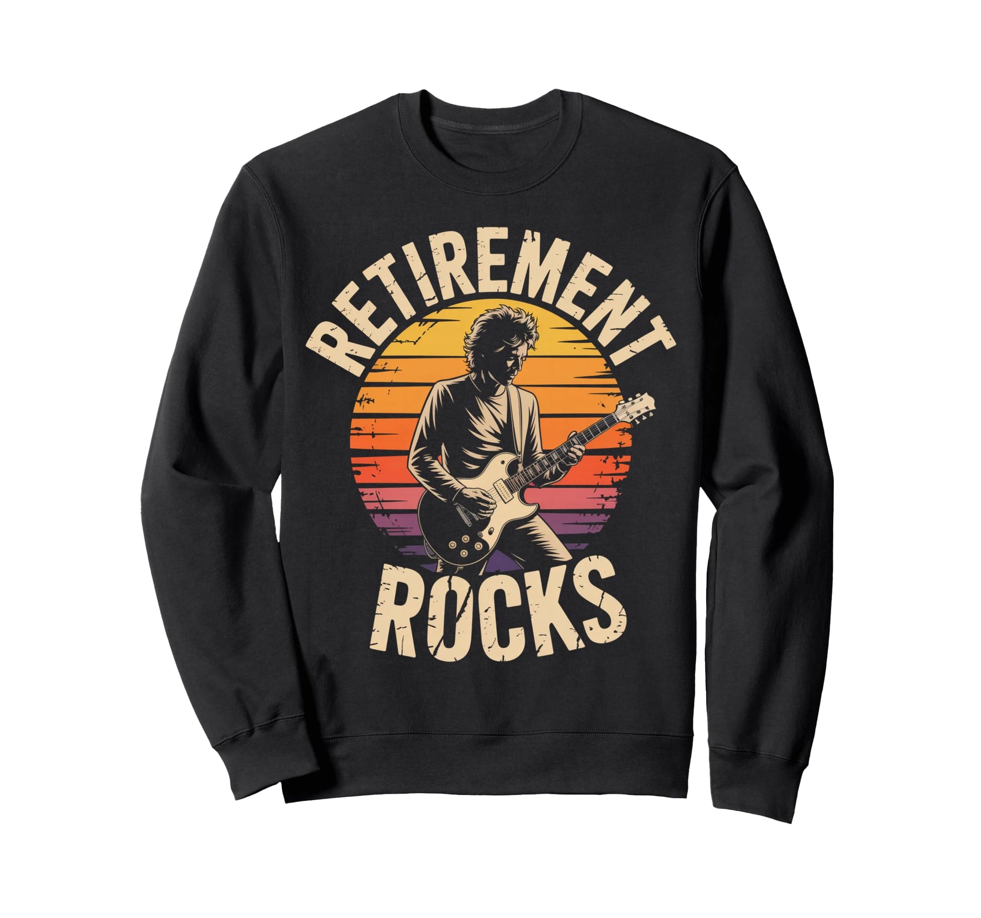 Retirement Rocks Acoustic Guitar Old Sweatshirt - Custom Art Print Unisex - T-Shirt, Sweatshirt, Hoodie