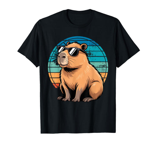 Funny Capybara Sunglasses Vaporwave T-Shirt - Novelty Apparel Men Women - T-Shirt, Sweatshirt, Hoodie