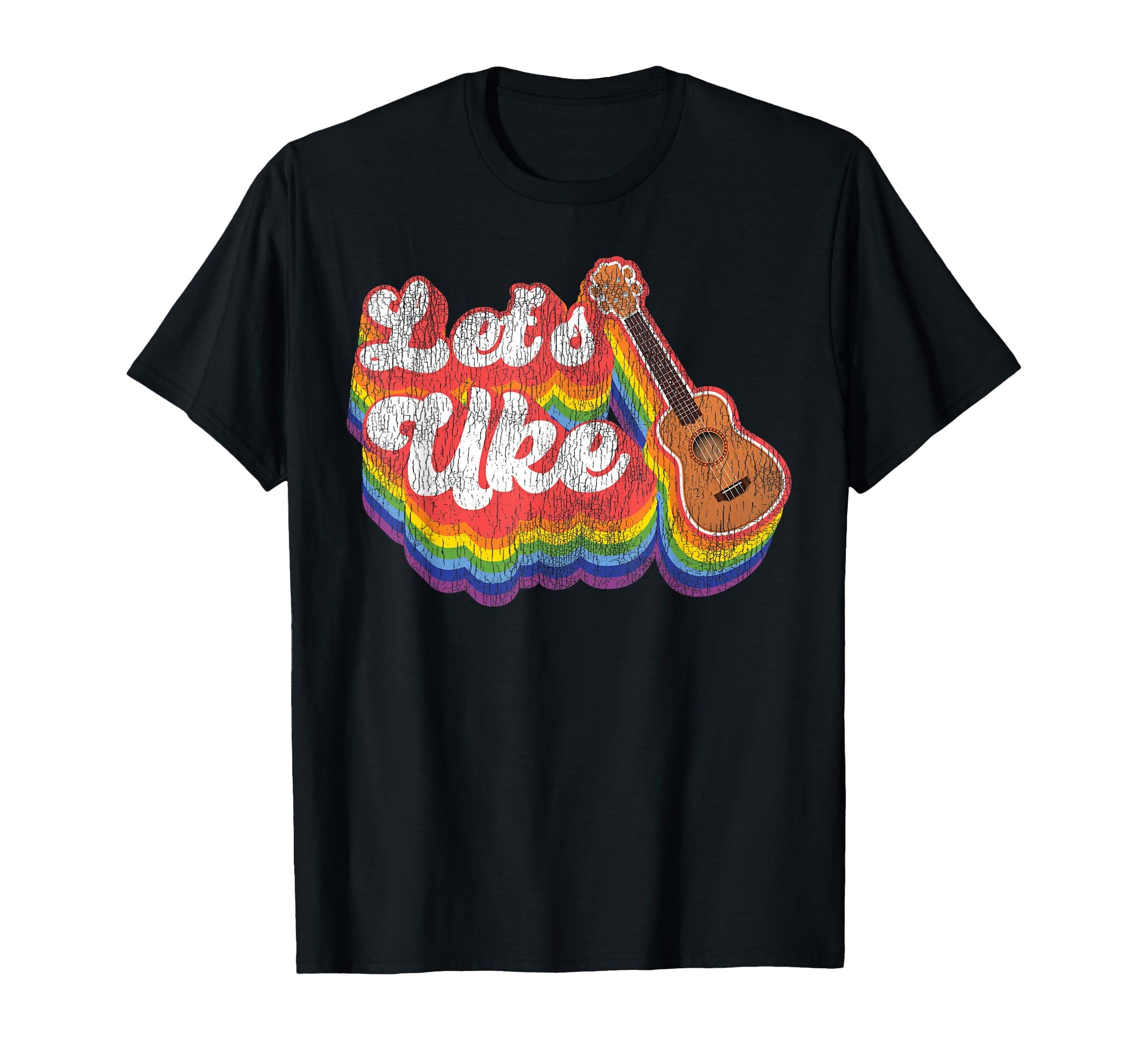 Hawaiian Ukulele Uke Rainbow Lets Uke T-Shirt - Unique Graphic for Adults - T-Shirt, Sweatshirt, Hoodie