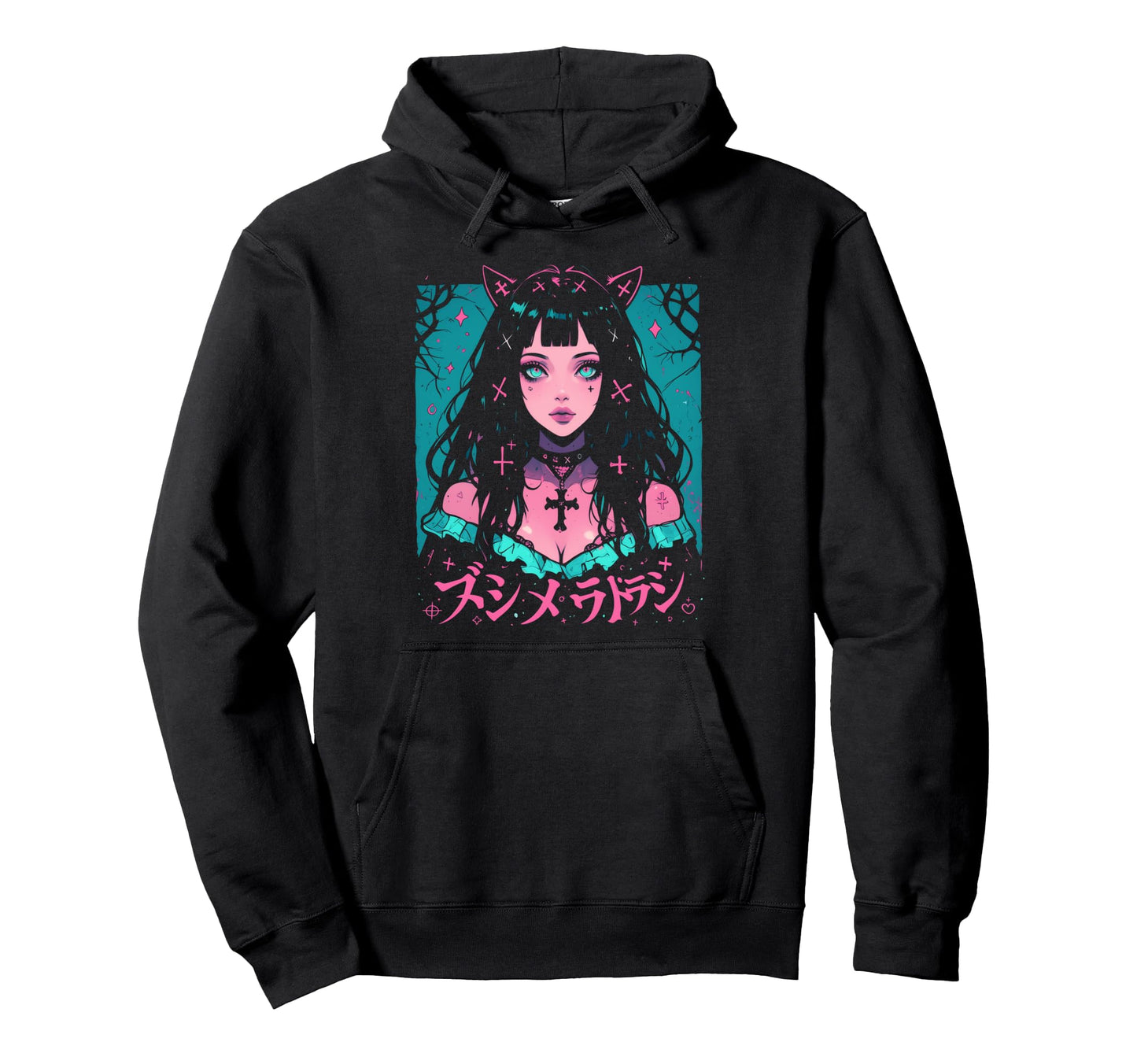 Goth Grunge Demon Anime Waifu Horror Alt Hoodie - Unique Graphic Unisex - T-Shirt, Sweatshirt, Hoodie