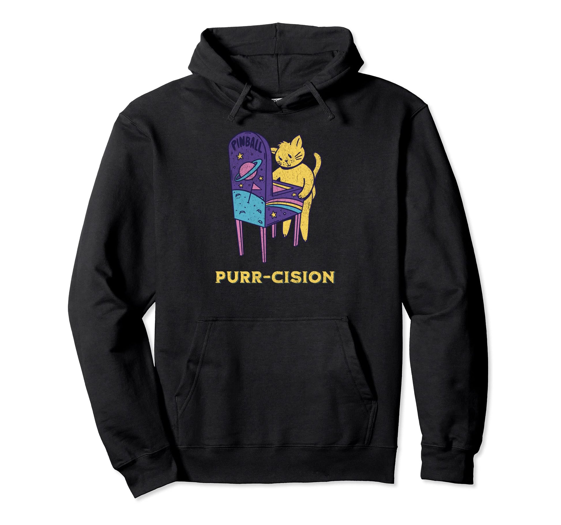 Funny Cat Playing Pinball Gamer Hoodie - Streetwear Style for Adults - T-Shirt, Sweatshirt, Hoodie