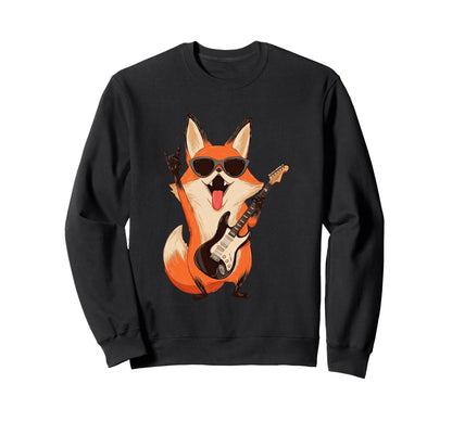 Fox Rock Music Guitar Player Sweatshirt - Novelty Apparel Unisex - T-Shirt, Sweatshirt, Hoodie