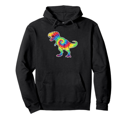 Tie Dye Tyrannosaurus Dinosaur Hoodie - Custom Art Print for Adults - T-Shirt, Sweatshirt, Hoodie