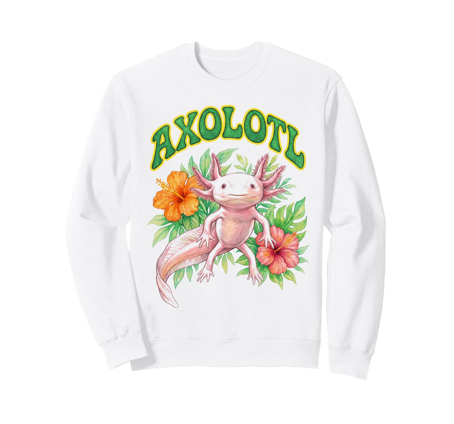 Axolotl Groovy Floral Axolotl Sweatshirt - Novelty Apparel for Adults - T-Shirt, Sweatshirt, Hoodie