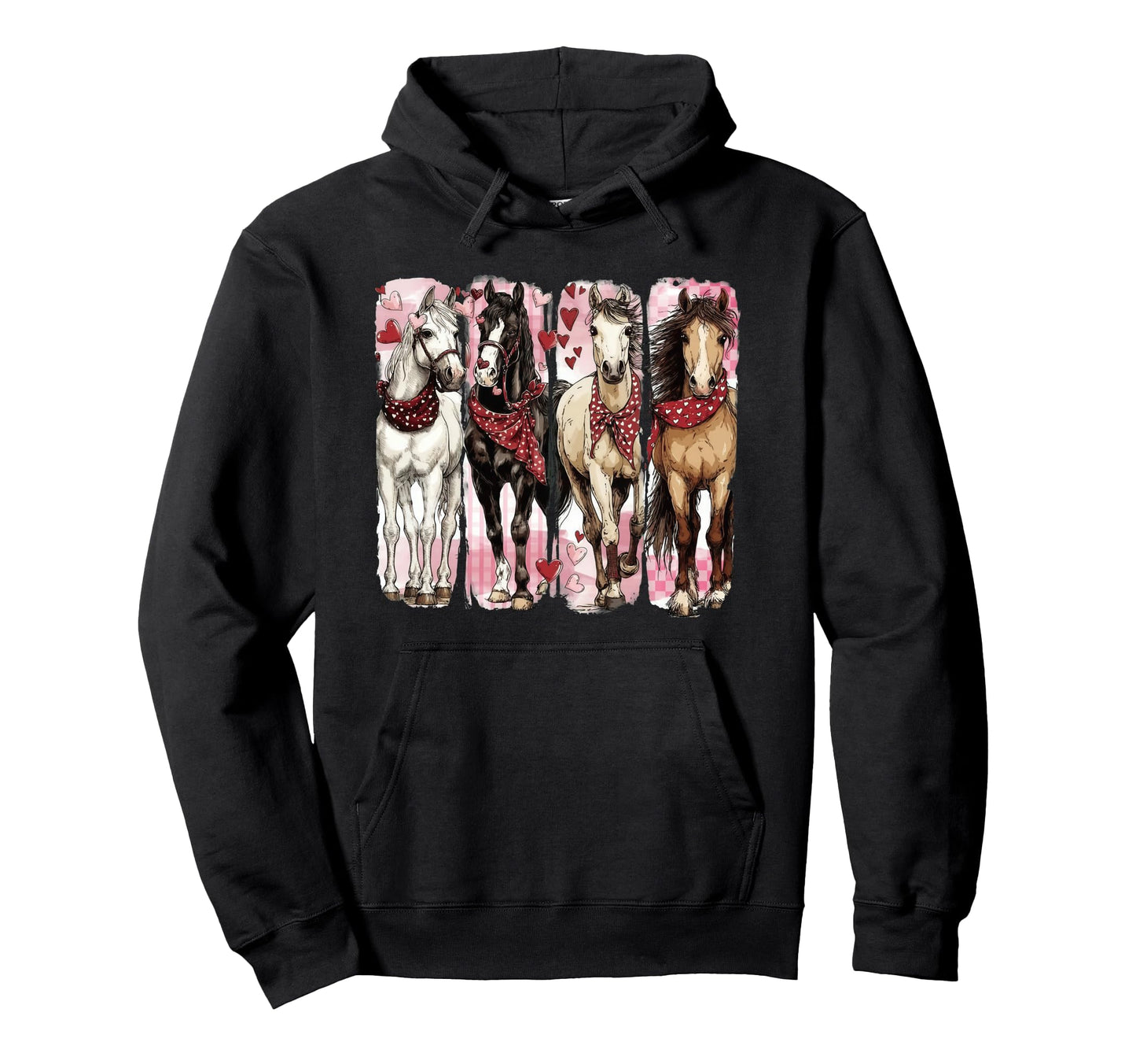 Western Horse Valentines Boho Horse Hoodie - Minimalist Print for Adults - T-Shirt, Sweatshirt, Hoodie