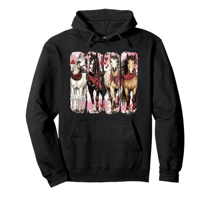 Western Horse Valentines Boho Horse Hoodie - Minimalist Print for Adults - T-Shirt, Sweatshirt, Hoodie