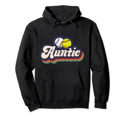 Baseball Softball Auntie Softball Hoodie - Casual Everyday Wear Men Women - T-Shirt, Sweatshirt, Hoodie