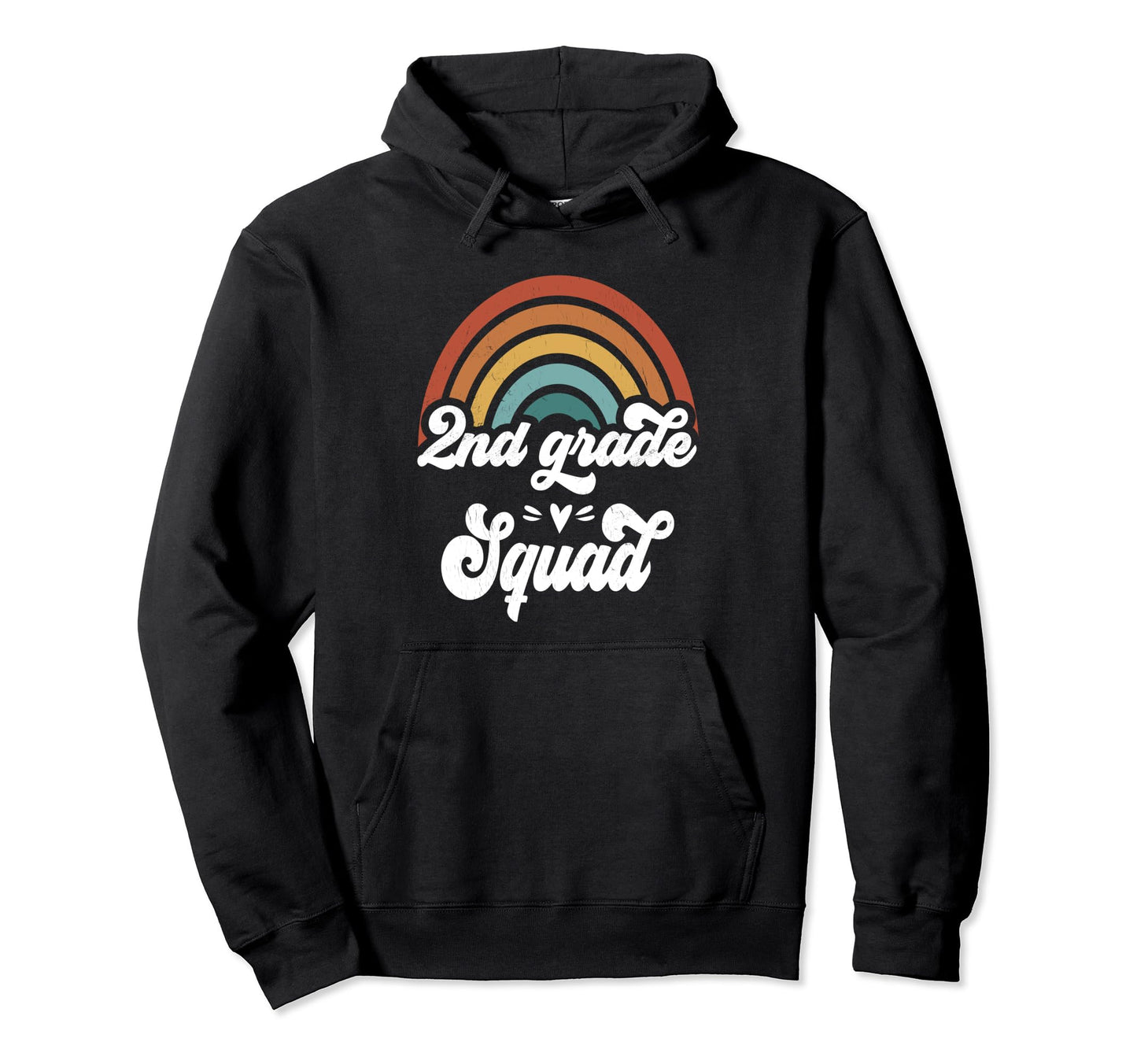 2Nd Grade Squad Groovy Rainbow Teacher Hoodie - Fun Novelty Design Unisex - T-Shirt, Sweatshirt, Hoodie