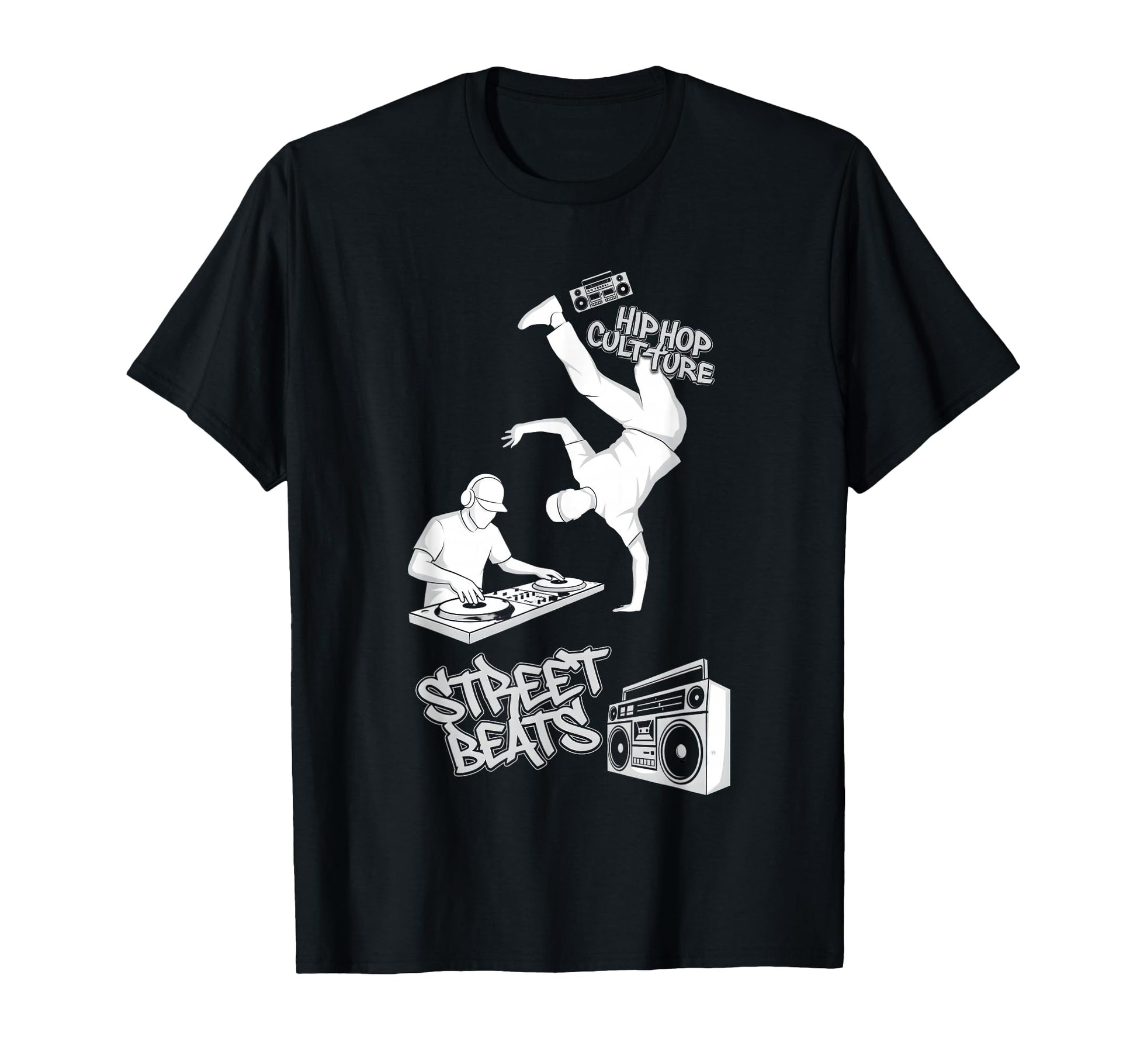 Hip Hop Black And White Old School T-Shirt - Aesthetic Graphic for Adults - T-Shirt, Sweatshirt, Hoodie