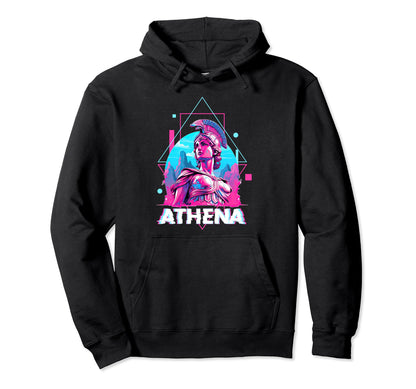 Athena Glitch Vaporwave Streetwear Greek Hoodie - Unique Graphic Unisex - T-Shirt, Sweatshirt, Hoodie