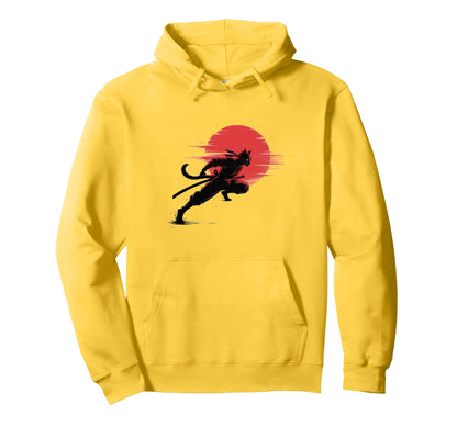 Bleached Samurai Cat Vibes Ninja Hoodie - Unique Graphic for Adults - T-Shirt, Sweatshirt, Hoodie