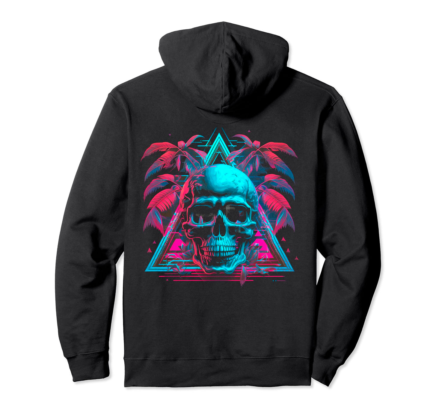 Skull Vaporwave Retrowave Aesthetic Hoodie - Custom Art Print Unisex - T-Shirt, Sweatshirt, Hoodie