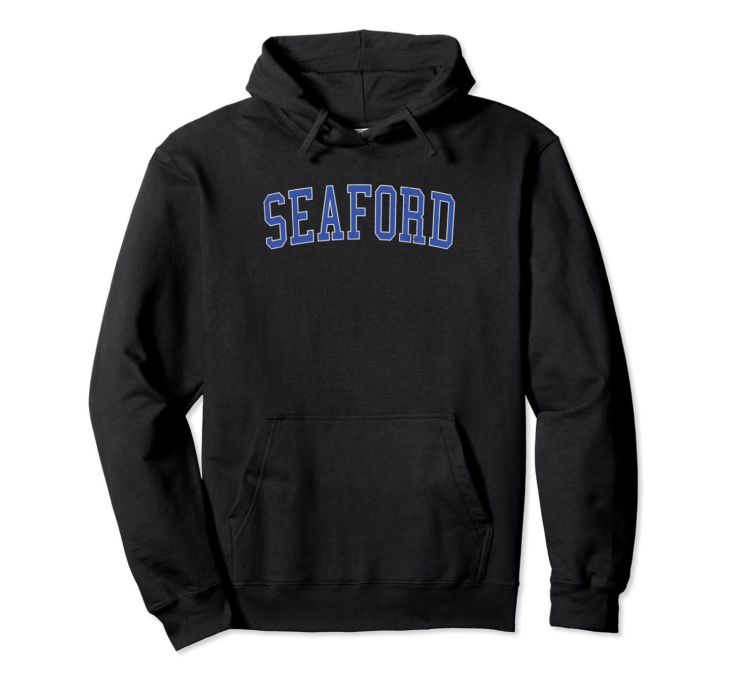 Seaford De Distressed Blue Varsity Hoodie - Fun Novelty Design Unisex - T-Shirt, Sweatshirt, Hoodie