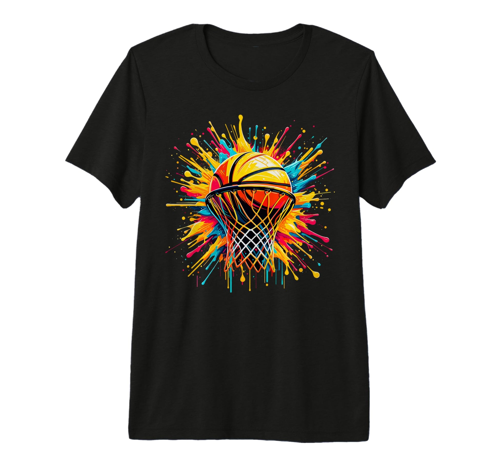 Colorful Paints Splash Basketball Ball T-Shirt - Aesthetic Graphic Unisex - T-Shirt, Sweatshirt, Hoodie