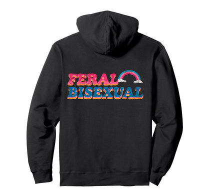 Feral Bisexual Pride Aesthetic Rainbow Hoodie - Novelty Apparel for Adults - T-Shirt, Sweatshirt, Hoodie