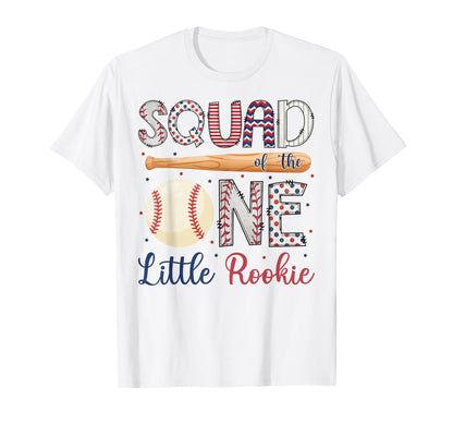 Squad One Little Rookie Baseball 1St T-Shirt - Graphic Print Unisex - T-Shirt, Sweatshirt, Hoodie