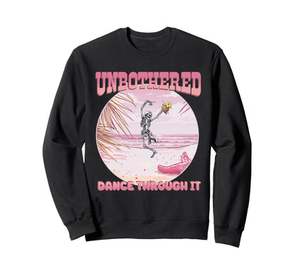 Spooky Boho Skeleton Unbothered Sweatshirt - Aesthetic Graphic Unisex - T-Shirt, Sweatshirt, Hoodie
