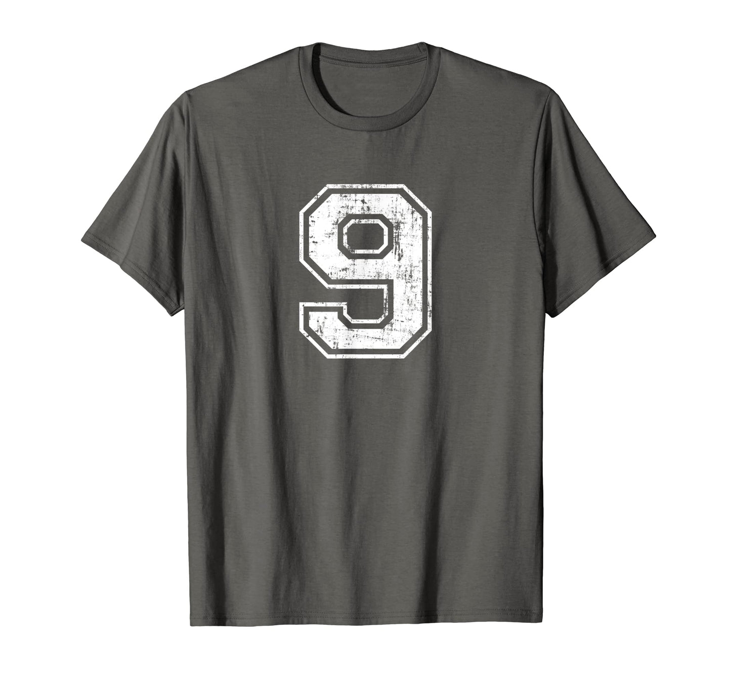 Number 9 Nine Varsity Distressed T-Shirt - Novelty Apparel for Adults - T-Shirt, Sweatshirt, Hoodie