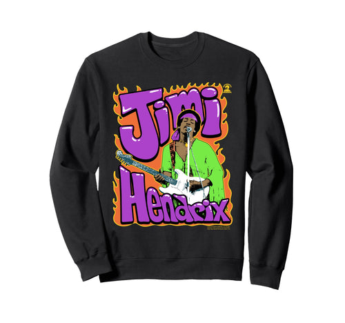 Jimi Hendrix Flames And Bubble Text Sweatshirt - Trendy Graphic Men Women - T-Shirt, Sweatshirt, Hoodie