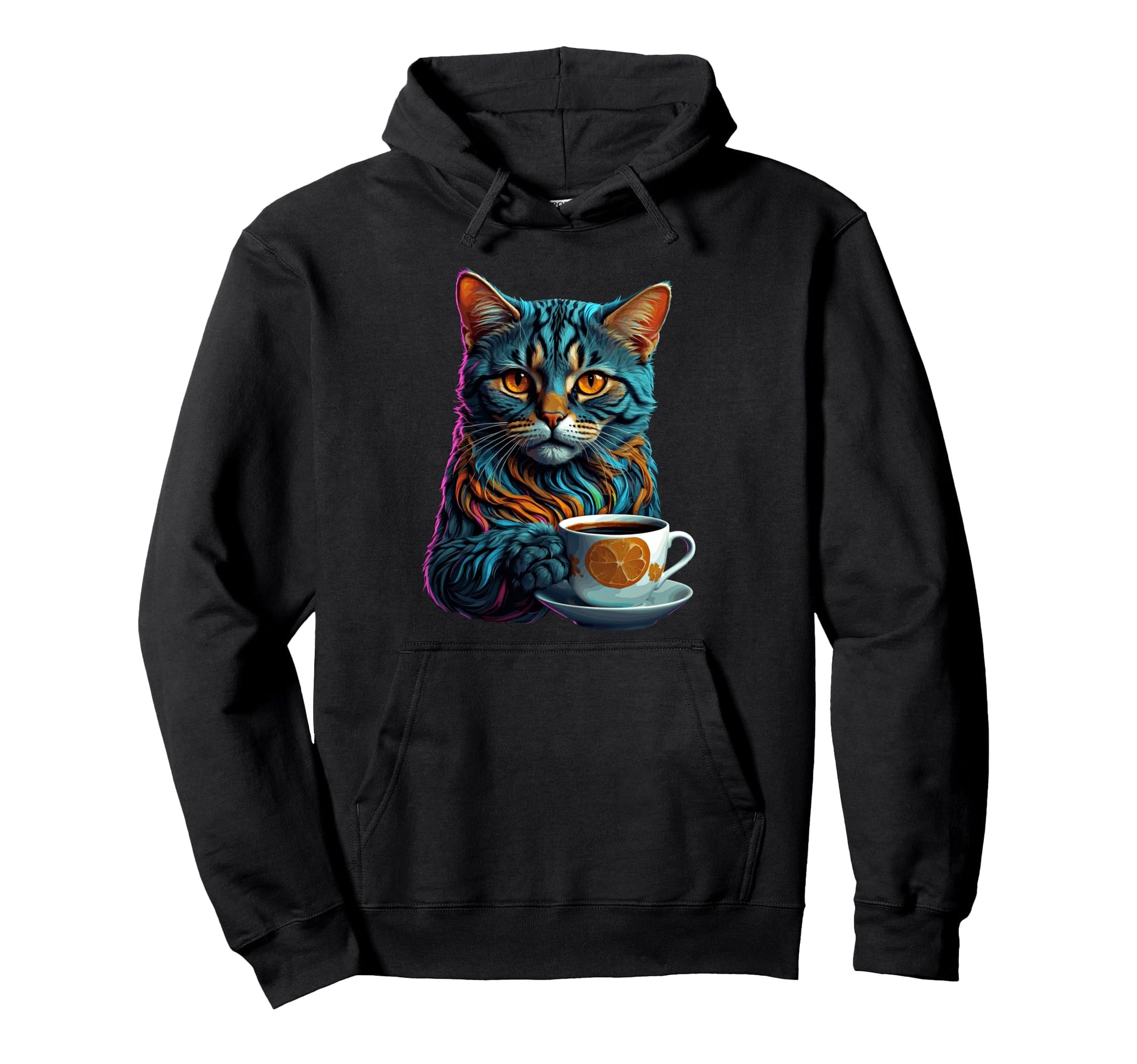 Vaporwave Aesthetic Coffee Cats Art Hoodie - Novelty Apparel for Adults - T-Shirt, Sweatshirt, Hoodie