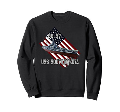 Battleship Uss South Dakota Bb 57 Sweatshirt - Custom Art Print for Adults - T-Shirt, Sweatshirt, Hoodie