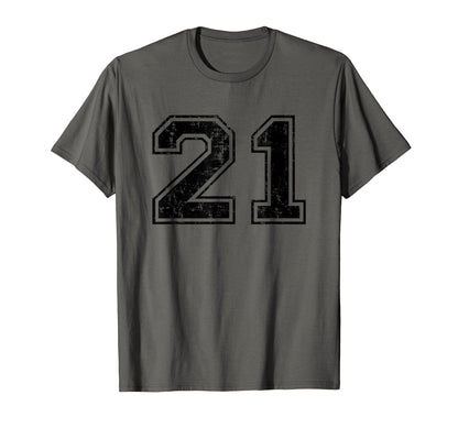 Number 21 Varsity Distressed T-Shirt - Casual Everyday Wear for Adults - T-Shirt, Sweatshirt, Hoodie