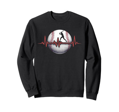 Heartbeat Baseball Sweatshirt - Novelty Apparel for Adults - T-Shirt, Sweatshirt, Hoodie