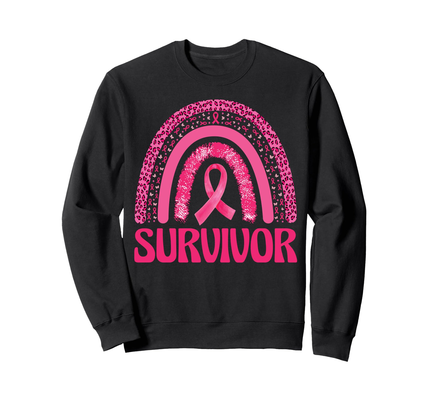 Groovy Leopard Rainbow Breast Cancer Sweatshirt - Aesthetic Graphic Unisex - T-Shirt, Sweatshirt, Hoodie