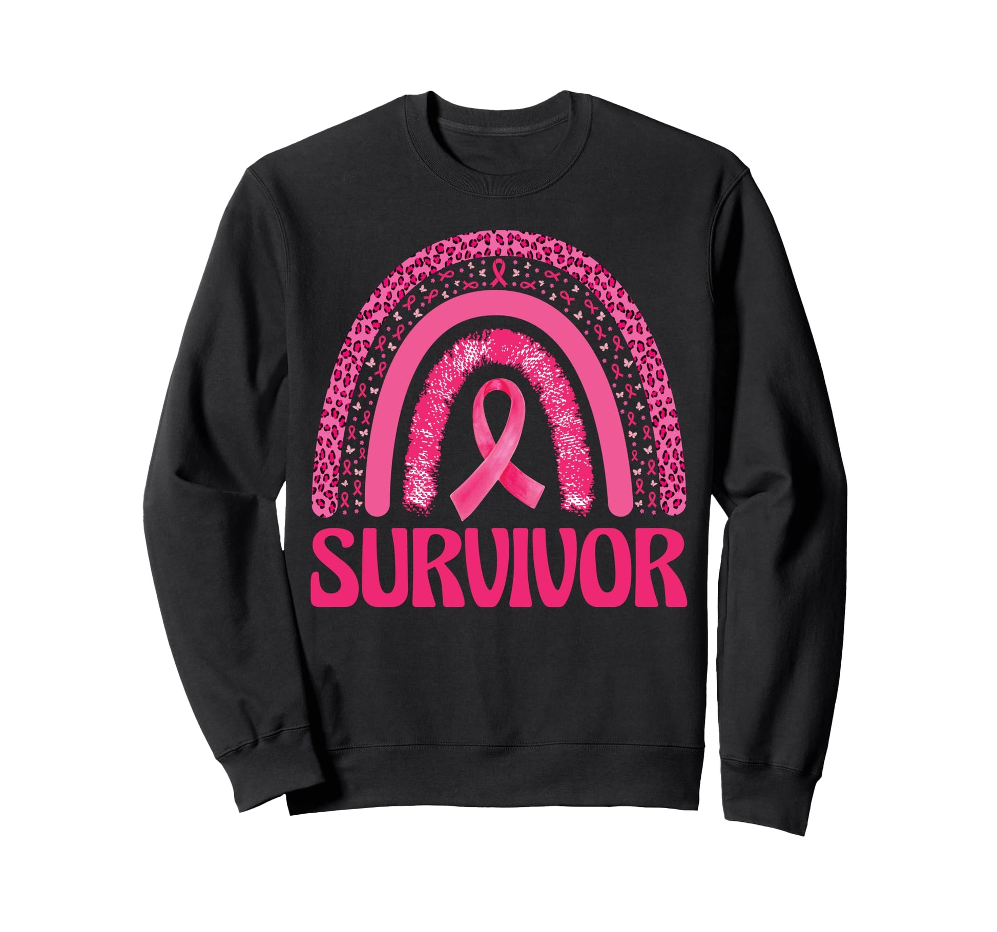 Groovy Leopard Rainbow Breast Cancer Sweatshirt - Aesthetic Graphic Unisex - T-Shirt, Sweatshirt, Hoodie