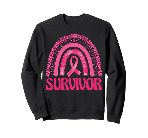 Groovy Leopard Rainbow Breast Cancer Sweatshirt - Aesthetic Graphic Unisex - T-Shirt, Sweatshirt, Hoodie